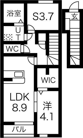 K.COURT(1SLDK/2階)の間取り写真