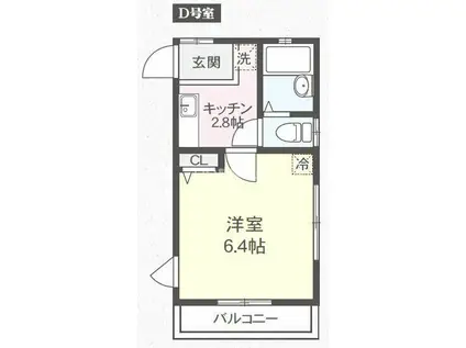 アボットK(1K/2階)の間取り写真