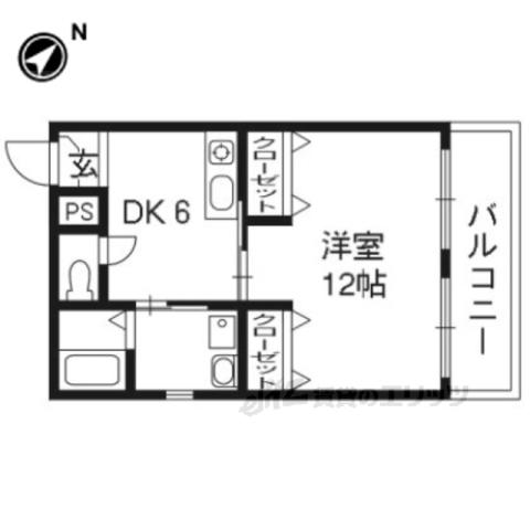 グレイス勧修寺(1DK/1階)の間取り写真
