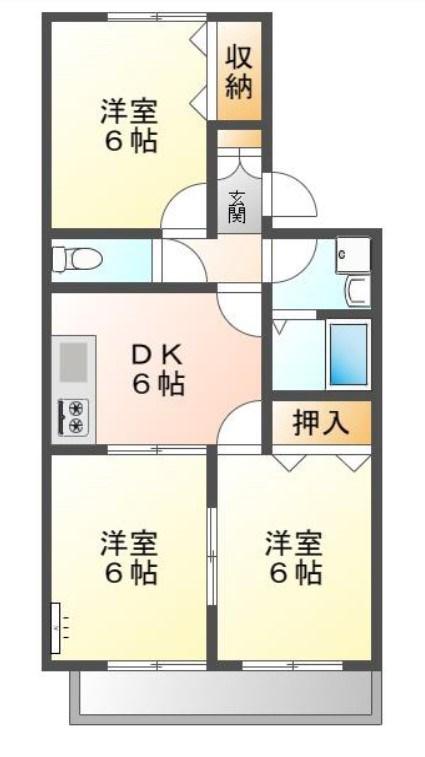 メゾン高須(3DK/2階)の間取り写真