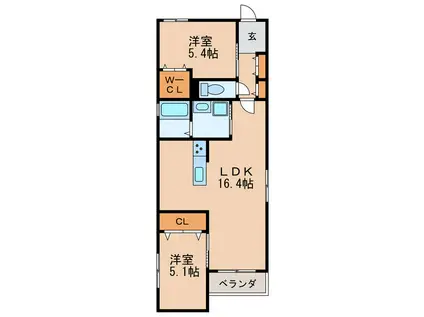 CELENEST高岳(2LDK/4階)の間取り写真