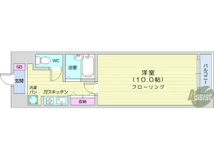 朝日プラザエザース堤通雨宮町Ⅱ(1K/6階)の間取り写真