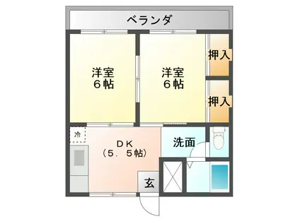 ガーデンハイツII(2DK/3階)の間取り写真