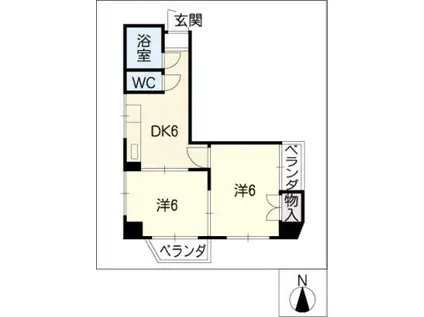 レジデンスじんぐう(2DK/5階)の間取り写真