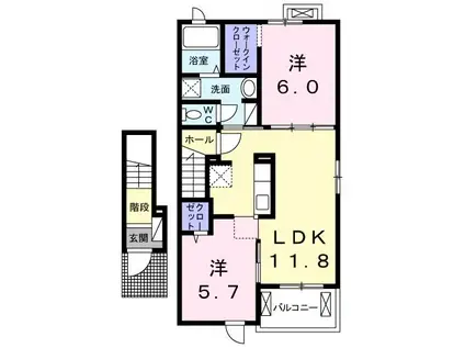 ハニーハウス大日向(2LDK/2階)の間取り写真