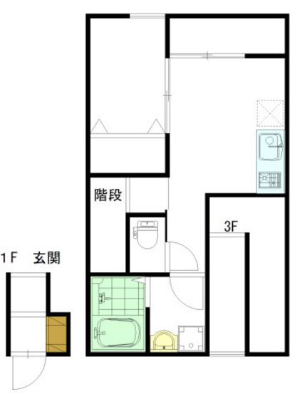 レユシール温品(1LDK/2階)の間取り写真