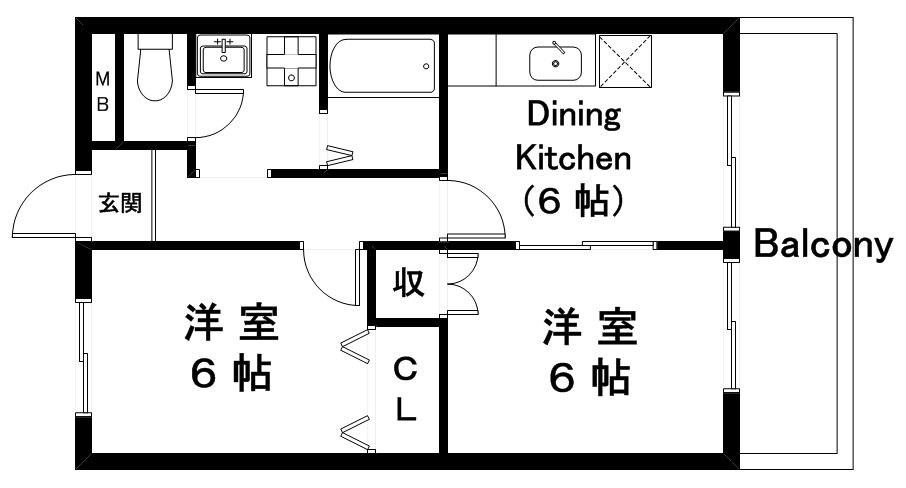 セゾンフルール(2DK/3階)の間取り写真