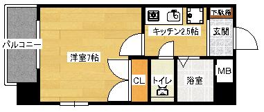 THE KAMINOBORI(1K/4階)の間取り写真