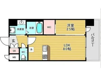 セレニテ南堀江エクラ(1LDK/4階)の間取り写真