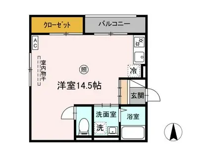 サンエクセルC棟(ワンルーム/2階)の間取り写真