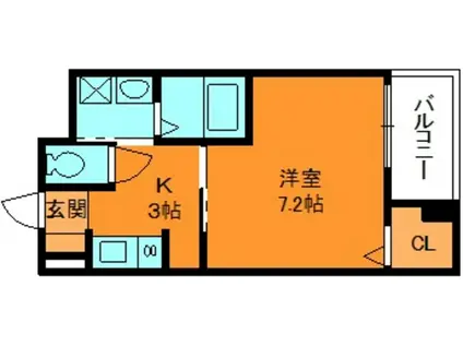 ベルオーブⅤ(1K/3階)の間取り写真