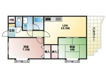 ルナパルク(2LDK/4階)の間取り写真
