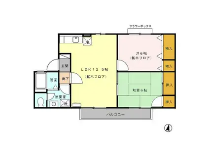 リヴェールK(2LDK/2階)の間取り写真