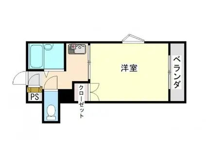 アップルコート紫原II(1K/2階)の間取り写真