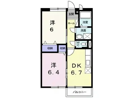 エルディム三村(2DK/1階)の間取り写真
