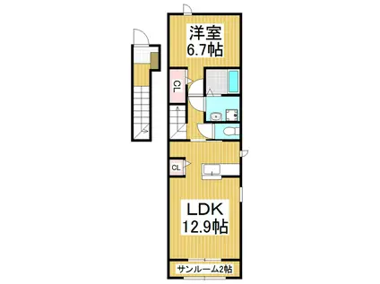 ララプラント(1LDK/2階)の間取り写真