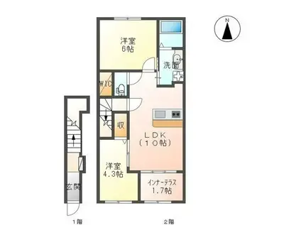 AグランドパレスII(2LDK/2階)の間取り写真