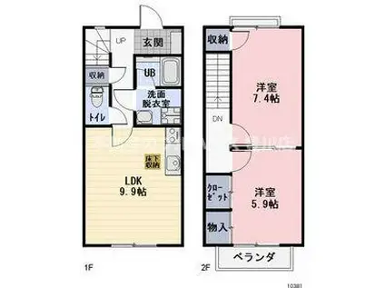 サンヴィラージュ夢(2LDK/1階)の間取り写真