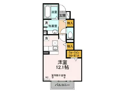 グランツ(ワンルーム/1階)の間取り写真
