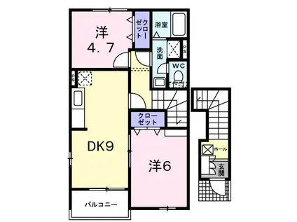 フランメゾンII(2DK/2階)の間取り写真