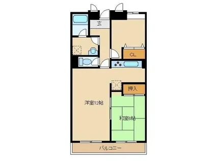 浦和エメラルドグリーン(2LDK/4階)の間取り写真