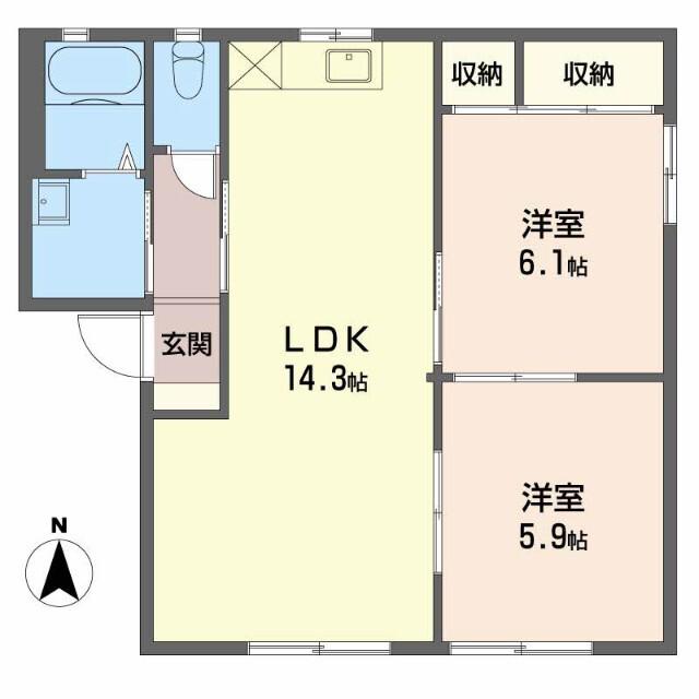 グリーンハイツS・SB棟(2LDK/1階)の間取り写真