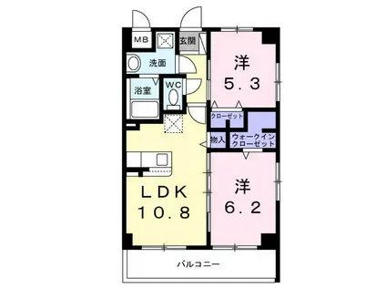 グランツ うふざと(2LDK/1階)の間取り写真