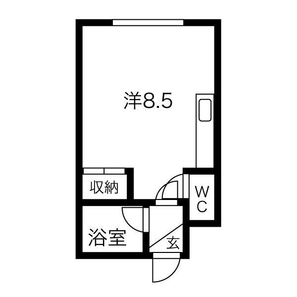 商大アビタシオン(ワンルーム/2階)の間取り写真