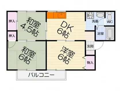 セジュールエクレアB(3DK/2階)の間取り写真