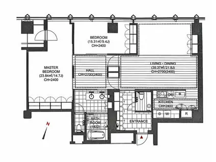 平河町森タワーレジデンス(2LDK/16階)の間取り写真