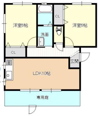 ラクラス3号館(2LDK/1階)の間取り写真