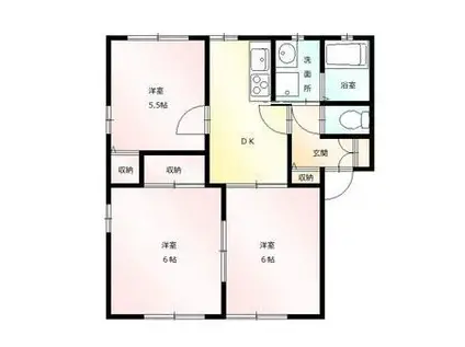 グリーンパーク(3DK/2階)の間取り写真