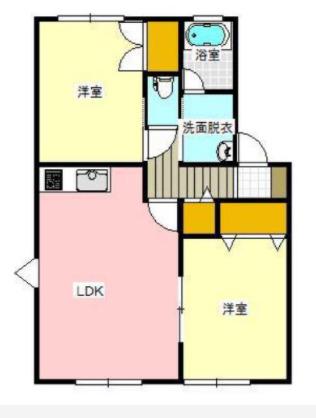 グランディールC(2LDK/2階)の間取り写真