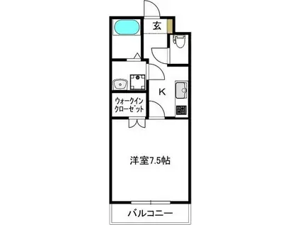 ポルトフィーノ長岡(1K/4階)の間取り写真