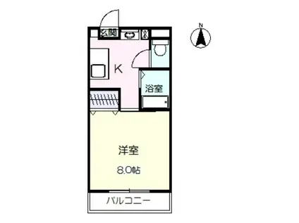 グリーングラス(1K/1階)の間取り写真