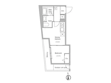 グローリオシェルト池袋本町(1DK/4階)の間取り写真