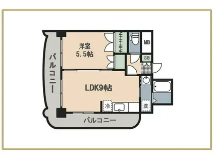 ロイヤルセンターBLD(1LDK/3階)の間取り写真