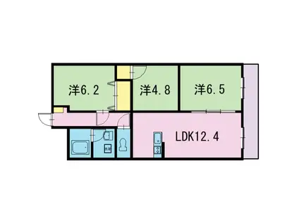グランドゥール稲川(3LDK/1階)の間取り写真