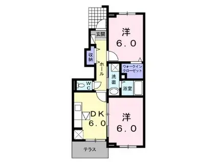 メゾン・ローズマリーI(2DK/1階)の間取り写真