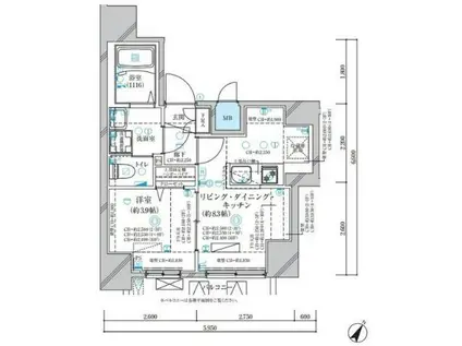 ディアレイシャス名古屋中村公園II(1LDK/6階)の間取り写真