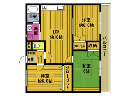 M・サルファー(3LDK/2階)の間取り写真