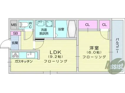 リヴィエール1(1LDK/1階)の間取り写真