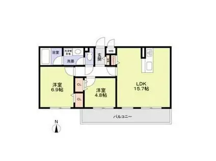 ブライトガーデン(2LDK/1階)の間取り写真