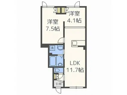 カナリーノ(2LDK/1階)の間取り写真
