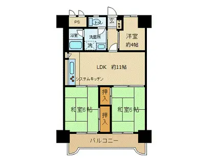 ダイアパレス鹿野(3LDK/8階)の間取り写真