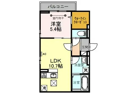 ベルプラージュ魚住(1LDK/2階)の間取り写真