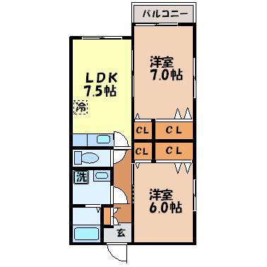 MEILLEUR.Y(2DK/4階)の間取り写真