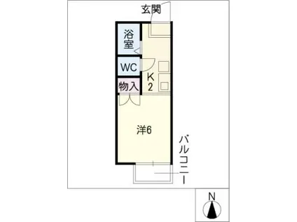 リバティスクエア(1K/2階)の間取り写真