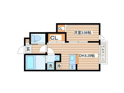 ラチッタ郡山(1DK/1階)の間取り写真