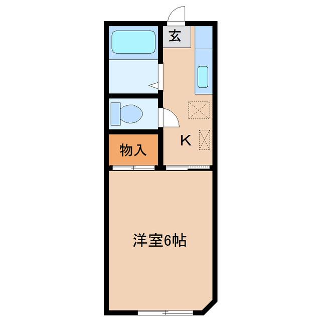 WISH河原町(1K/1階)の間取り写真